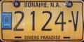 License plate on a pickup truck