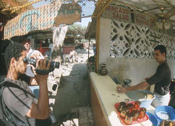 Freshly squeezed orange juice at the market