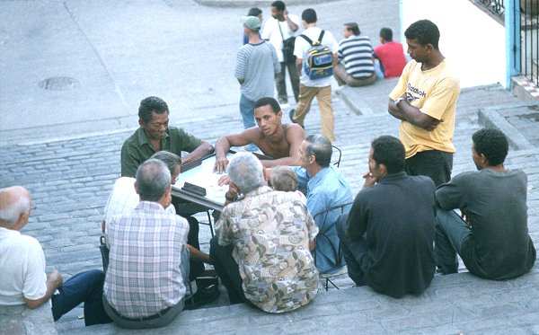 Playing dominoes is a favourite pastime